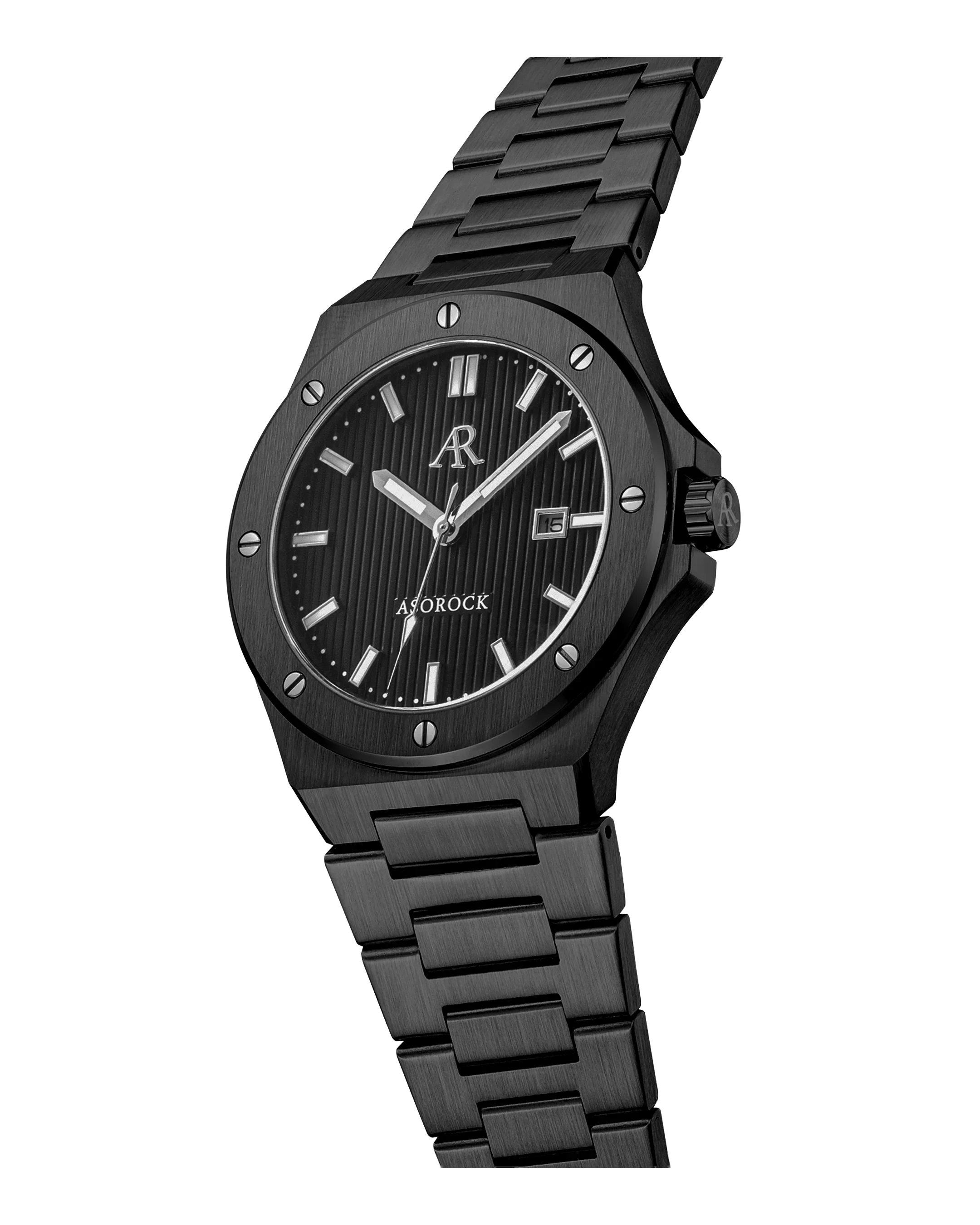 All black Mansa - from ASOROCK WATCHES  a black african american owned luxury unique watch brand with swiss rolex, Audemars Piguet, patek homage inspired style watches. Also a custom vvs moissanite diamond watch maker.