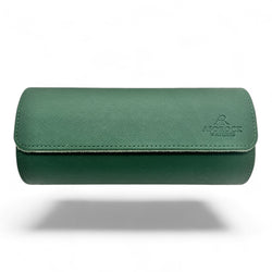 Green saffiano leather 3 watch holder case