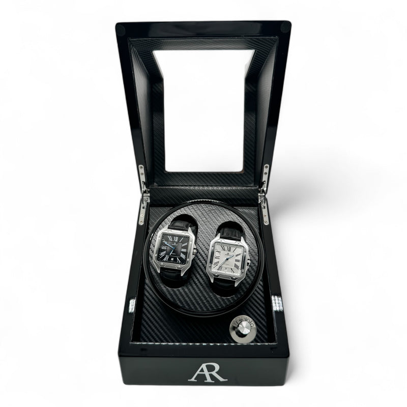 2 slot AR Branded automatic carbon fiber watch winder box