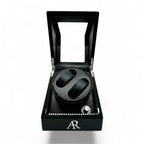 2 slot AR Branded automatic carbon fiber watch winder box - from ASOROCK WATCHES  a black african american owned luxury unique watch brand with swiss rolex, Audemars Piguet, patek homage inspired style watches. Also a custom vvs moissanite diamond watch maker.