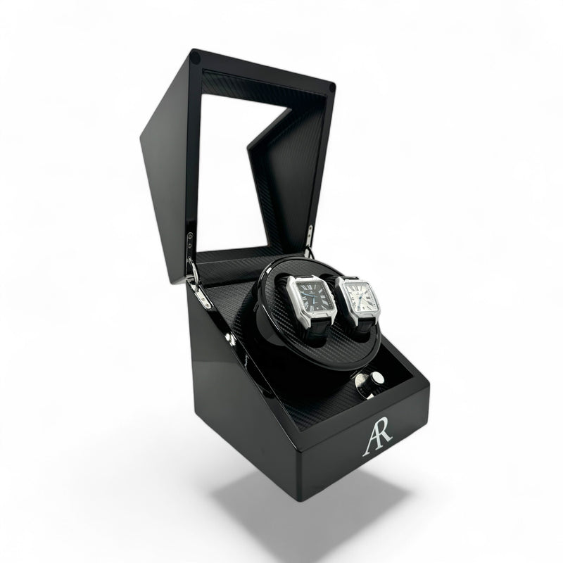 2 slot AR Branded automatic carbon fiber watch winder box