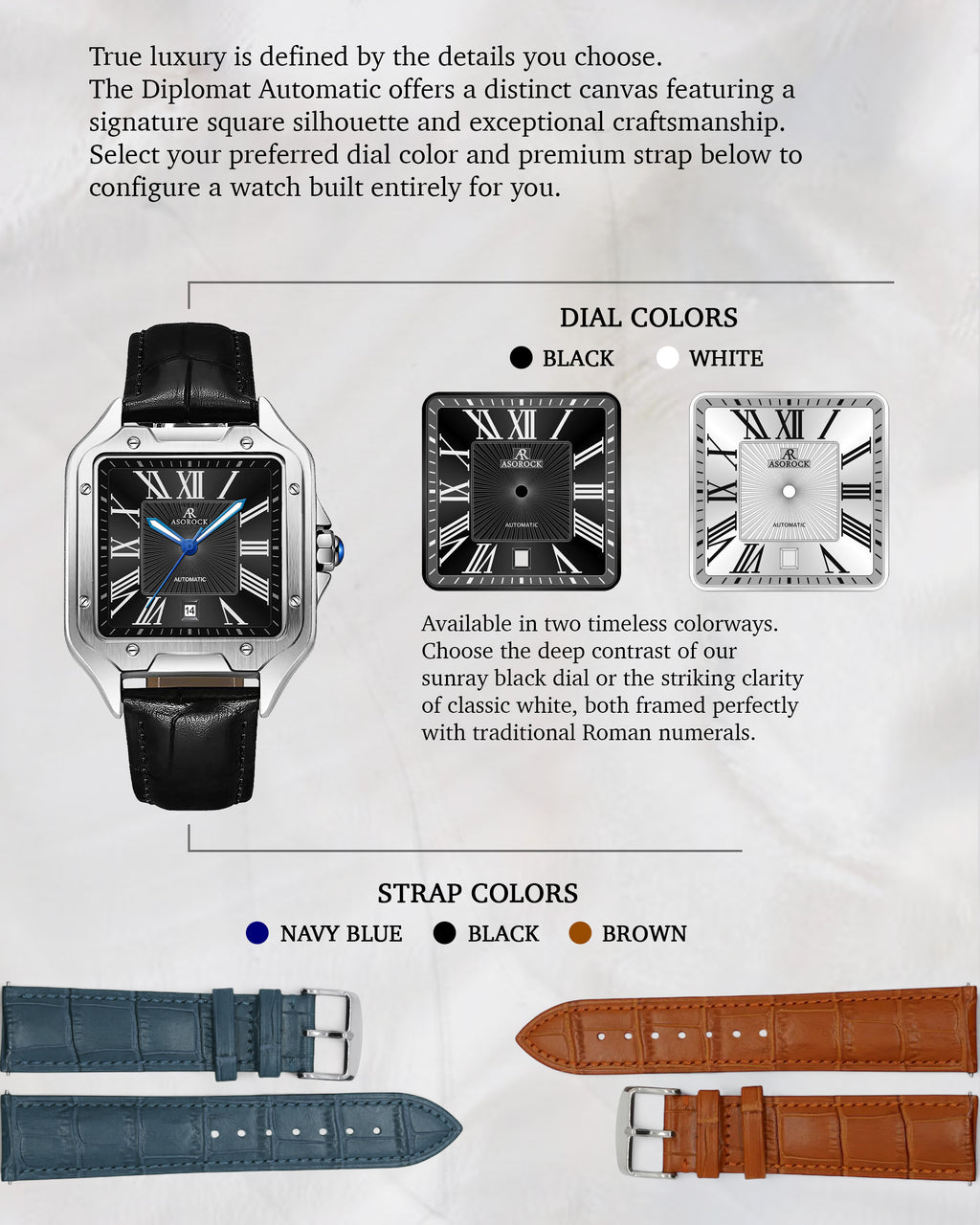 Silver/Black - navy blue strap Diplomat