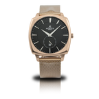 RoseGold/Black Monolith (rosegold mesh strap) - from ASOROCK WATCHES  a black african american owned luxury unique watch brand with swiss rolex, Audemars Piguet, patek homage inspired style watches. Also a custom vvs moissanite diamond watch maker.