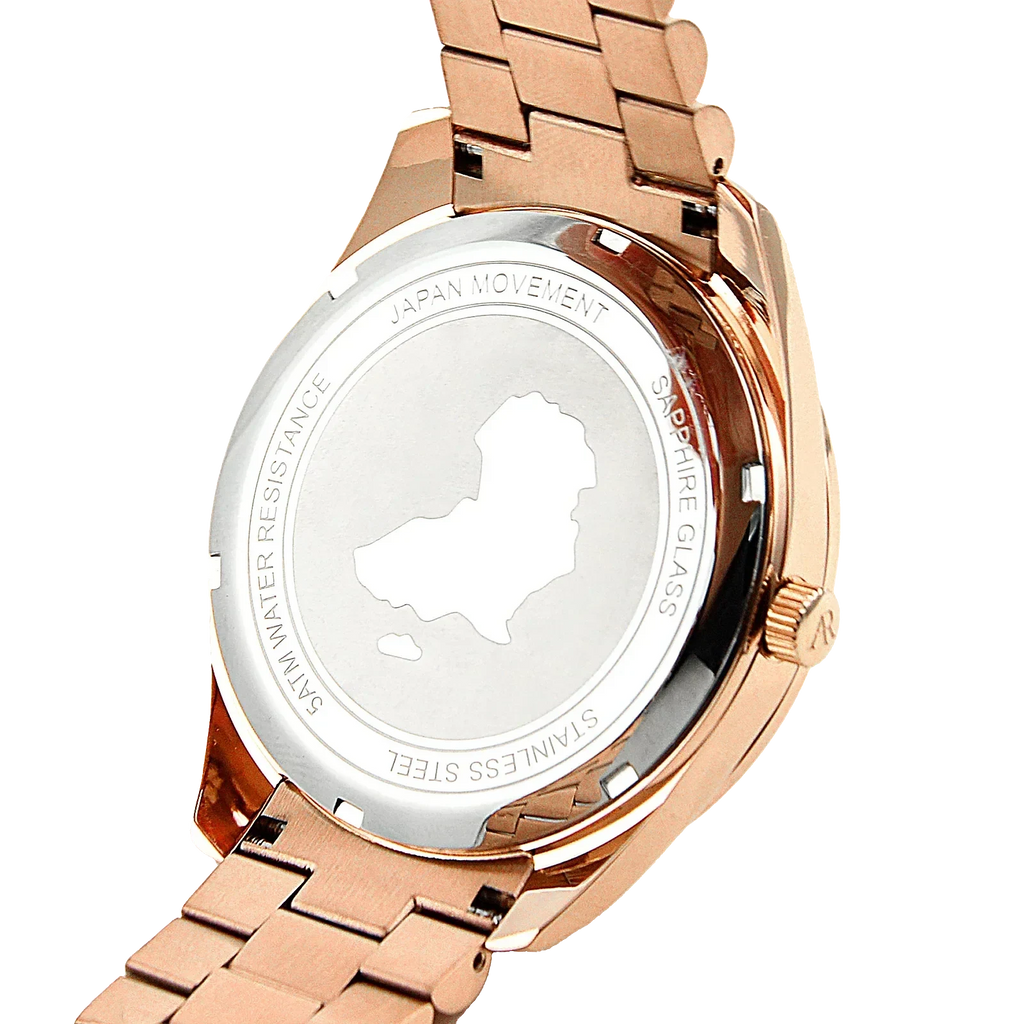 Rosegold/black - black leather strap Villa - from ASOROCK WATCHES  a black african american owned luxury unique watch brand with swiss rolex, Audemars Piguet, patek homage inspired style watches. Also a custom vvs moissanite diamond watch maker.