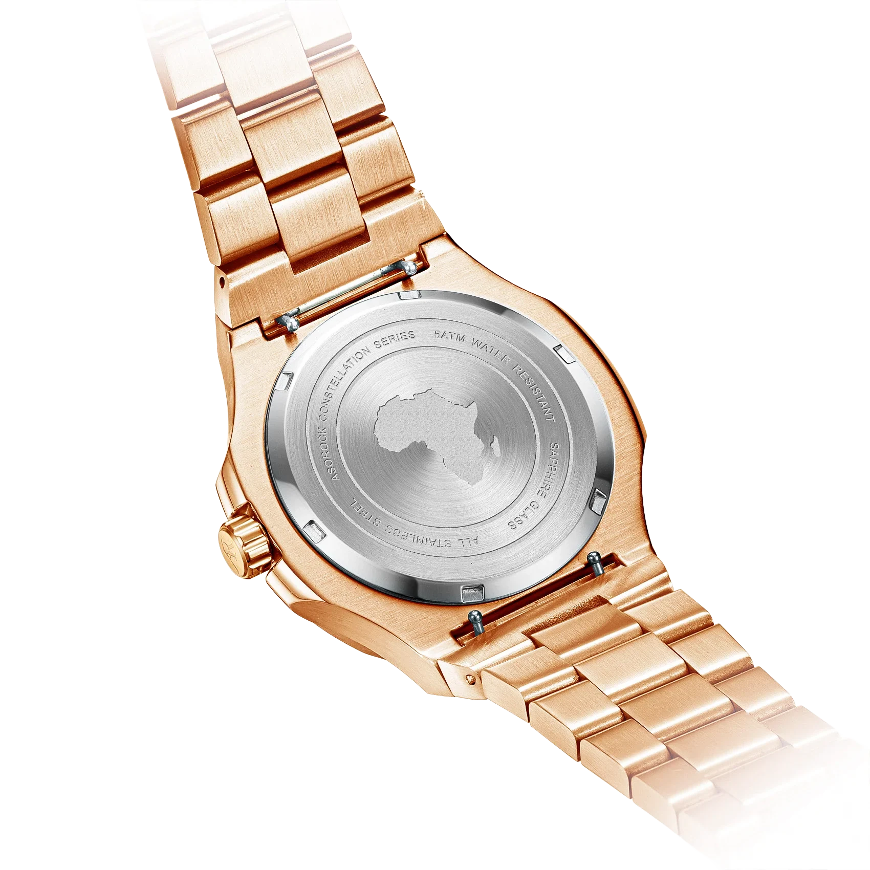 Rosegold/Black plain Constellation Day Date - from ASOROCK WATCHES  a black african american owned luxury unique watch brand with swiss rolex, Audemars Piguet, patek homage inspired style watches. Also a custom vvs moissanite diamond watch maker.