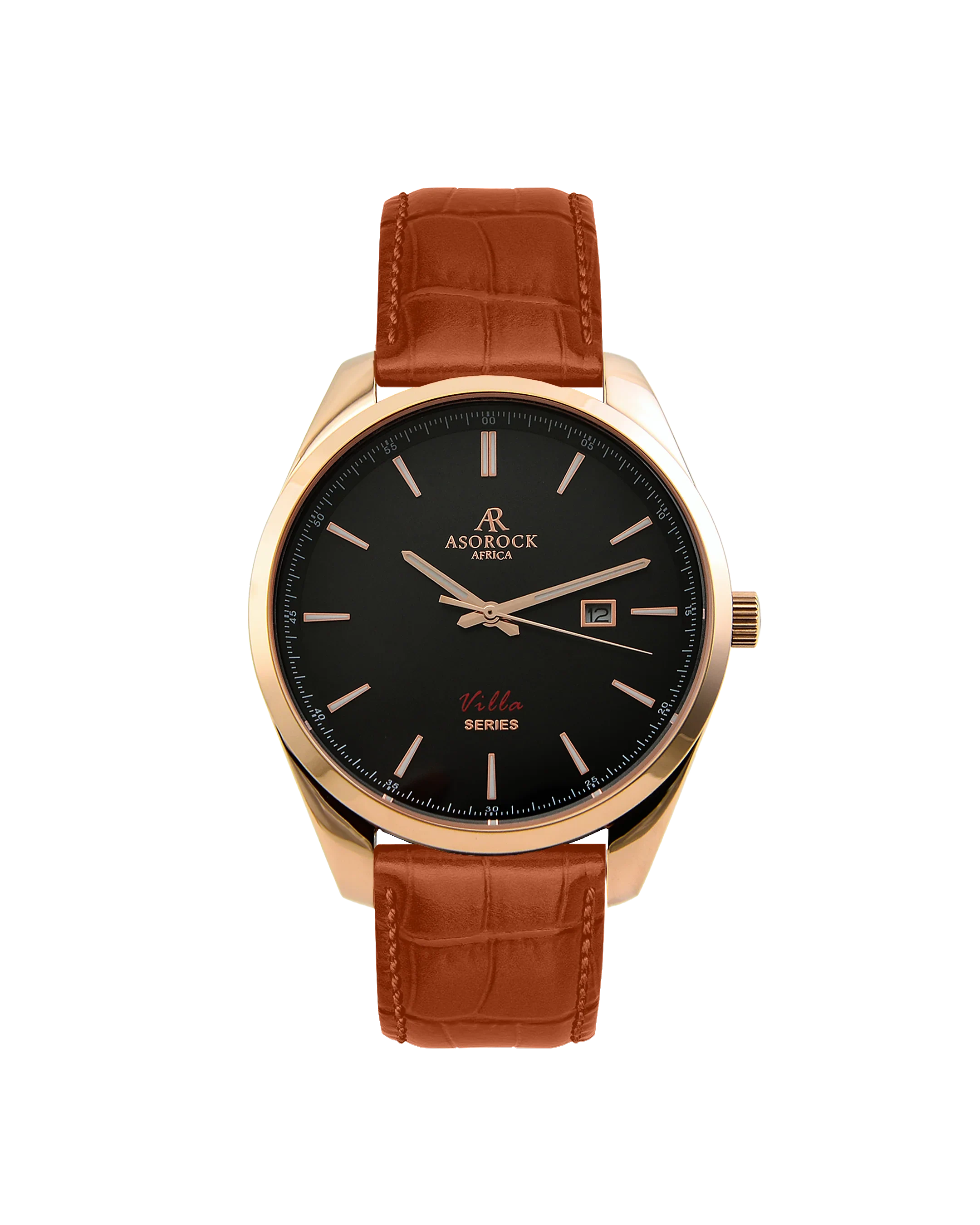 Villa Brown leather strap (select clasp) - from ASOROCK WATCHES  a black african american owned luxury unique watch brand with swiss rolex, Audemars Piguet, patek homage inspired style watches. Also a custom vvs moissanite diamond watch maker.