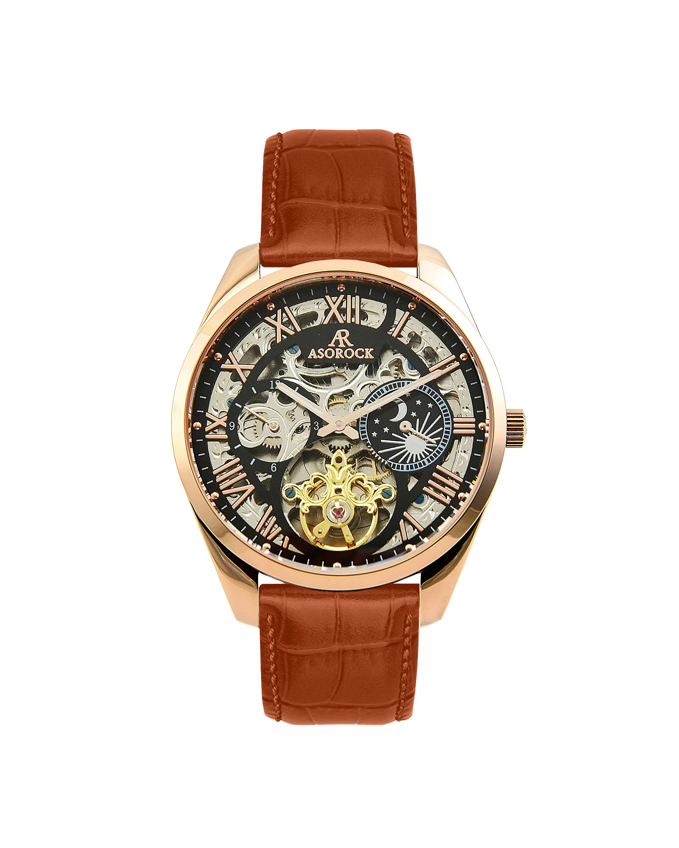 Villa Brown leather strap (select clasp) - from ASOROCK WATCHES  a black african american owned luxury unique watch brand with swiss rolex, Audemars Piguet, patek homage inspired style watches. Also a custom vvs moissanite diamond watch maker.