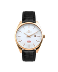 Rosegold/White - black leather strap Villa - from ASOROCK WATCHES  a black african american owned luxury unique watch brand with swiss rolex, Audemars Piguet, patek homage inspired style watches. Also a custom vvs moissanite diamond watch maker.