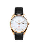 Rosegold/White - black leather strap Villa - from ASOROCK WATCHES  a black african american owned luxury unique watch brand with swiss rolex, Audemars Piguet, patek homage inspired style watches. Also a custom vvs moissanite diamond watch maker.
