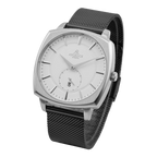 Silver/White Monolith (black mesh strap) - from ASOROCK WATCHES  a black african american owned luxury unique watch brand with swiss rolex, Audemars Piguet, patek homage inspired style watches. Also a custom vvs moissanite diamond watch maker.