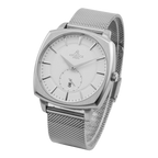Silver/White Monolith (silver mesh strap) - from ASOROCK WATCHES  a black african american owned luxury unique watch brand with swiss rolex, Audemars Piguet, patek homage inspired style watches. Also a custom vvs moissanite diamond watch maker.