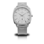Silver/White Monolith (silver mesh strap) - from ASOROCK WATCHES  a black african american owned luxury unique watch brand with swiss rolex, Audemars Piguet, patek homage inspired style watches. Also a custom vvs moissanite diamond watch maker.