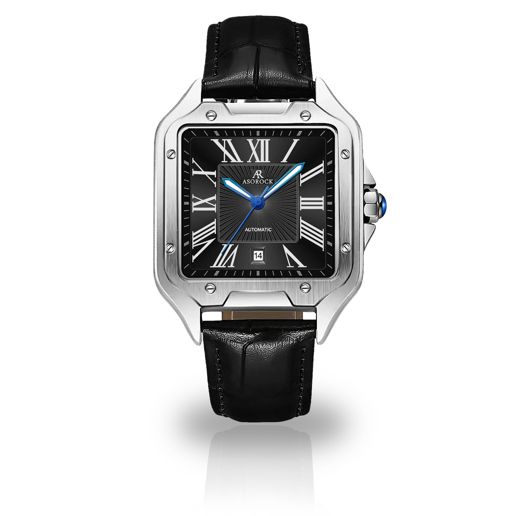 Silver/Black Diplomat - from ASOROCK WATCHES  a black african american owned luxury unique watch brand with swiss rolex, Audemars Piguet, patek homage inspired style watches. Also a custom vvs moissanite diamond watch maker.