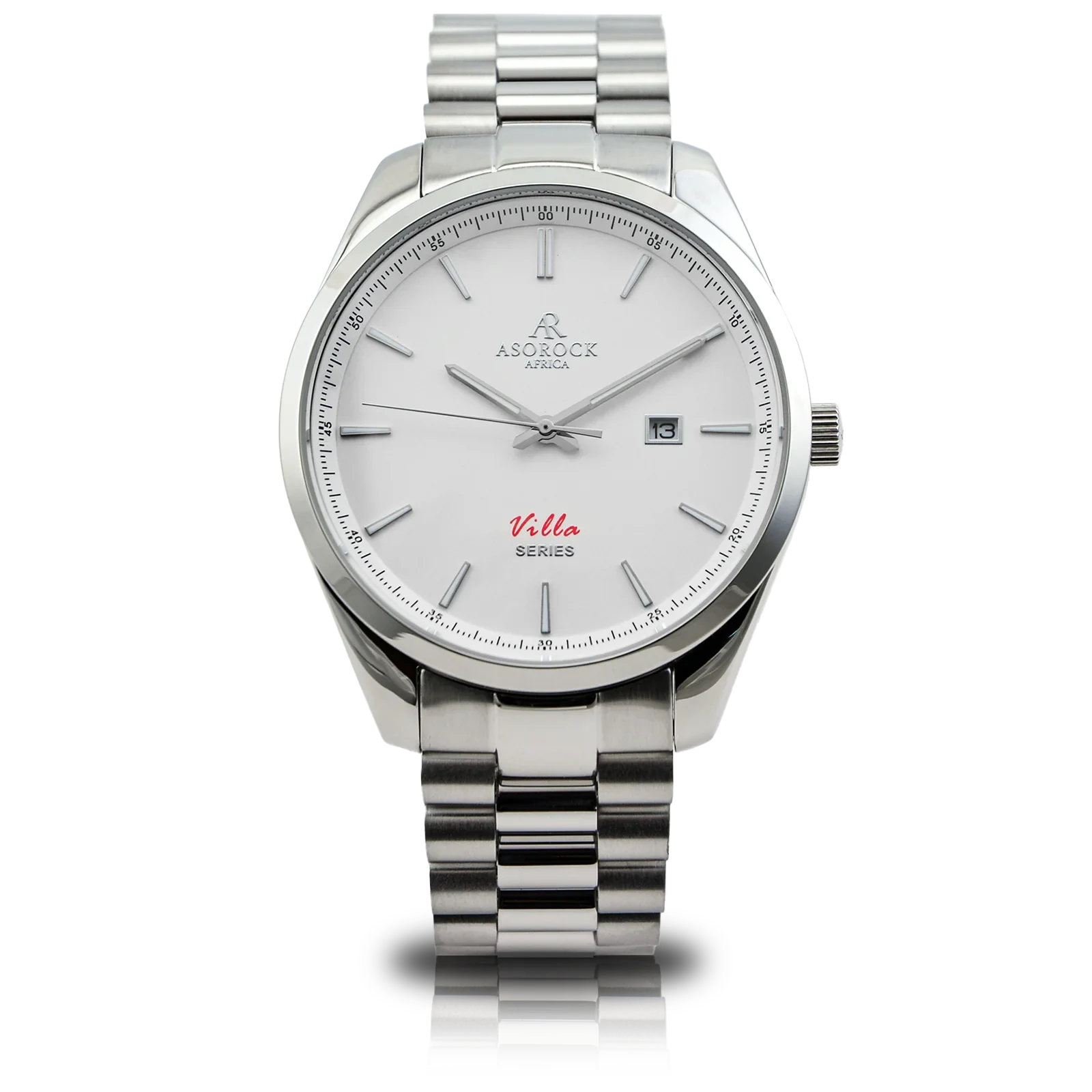 Silver/white villa - from ASOROCK WATCHES  a black african american owned luxury unique watch brand with swiss rolex, Audemars Piguet, patek homage inspired style watches. Also a custom vvs moissanite diamond watch maker.