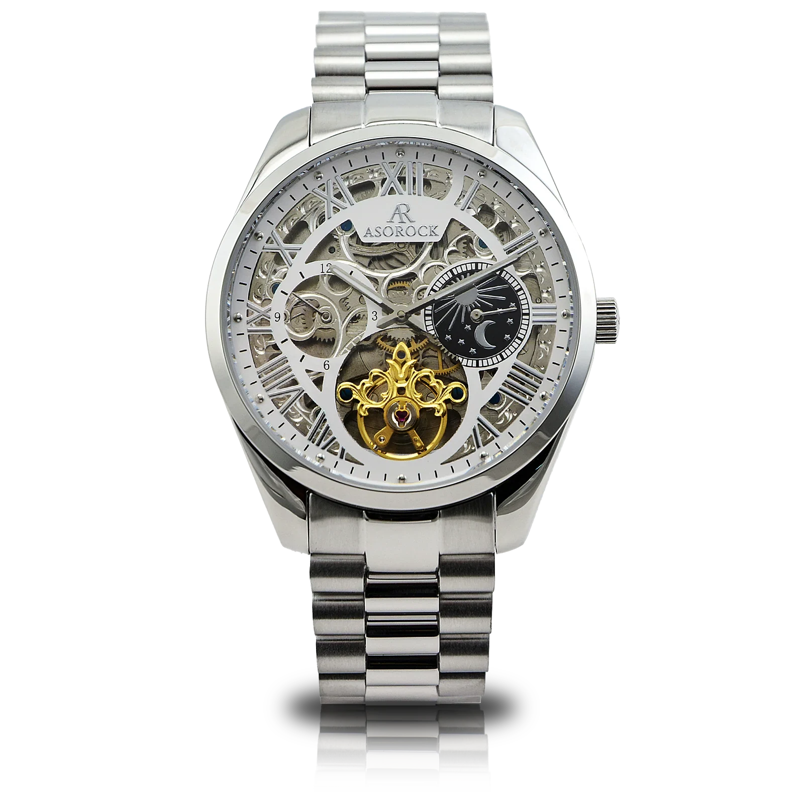 silver/white Villa Automatic Tourbillon - from ASOROCK WATCHES  a black african american owned luxury unique watch brand with swiss rolex, Audemars Piguet, patek homage inspired style watches. Also a custom vvs moissanite diamond watch maker.