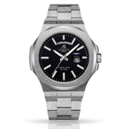 Silver/Black Frosted Stardust Constellation Day Date - from ASOROCK WATCHES  a black african american owned luxury unique watch brand with swiss rolex, Audemars Piguet, patek homage inspired style watches. Also a custom vvs moissanite diamond watch maker. 