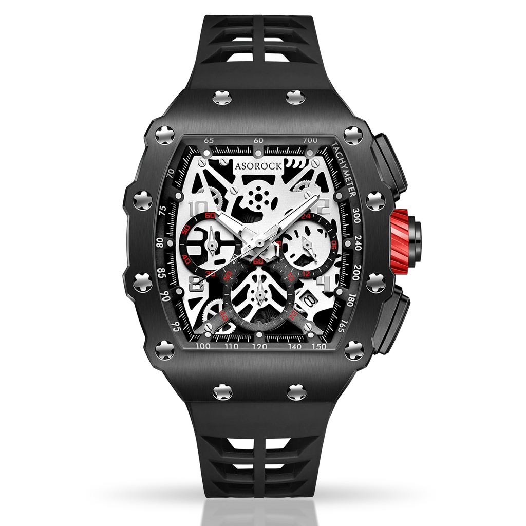 All Black Motorsport - from ASOROCK WATCHES  a black african american owned luxury unique watch brand with swiss rolex, Audemars Piguet, patek homage inspired style watches. Also a custom vvs moissanite diamond watch maker. 