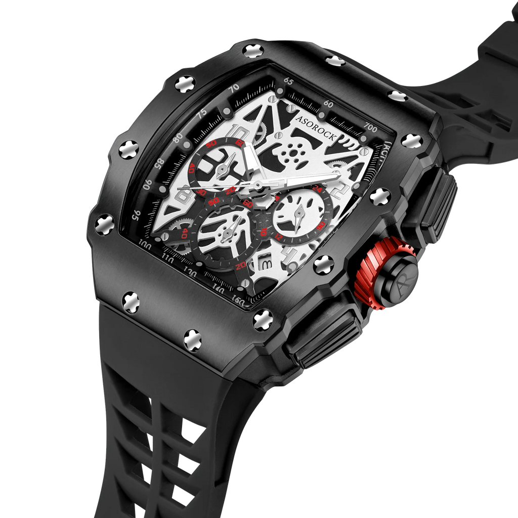 All Black Motorsport - from ASOROCK WATCHES  a black african american owned luxury unique watch brand with swiss rolex, Audemars Piguet, patek homage inspired style watches. Also a custom vvs moissanite diamond watch maker. 