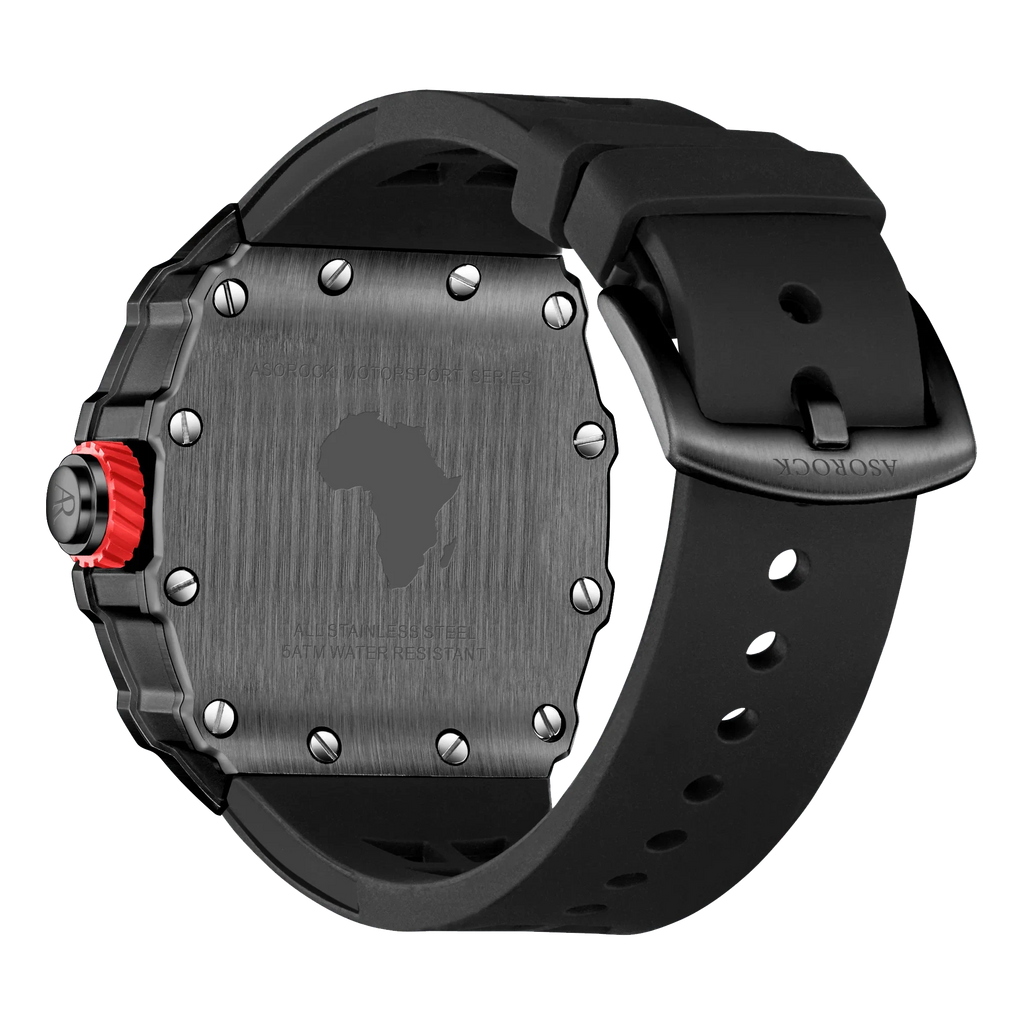 All Black Motorsport - from ASOROCK WATCHES  a black african american owned luxury unique watch brand with swiss rolex, Audemars Piguet, patek homage inspired style watches. Also a custom vvs moissanite diamond watch maker. 