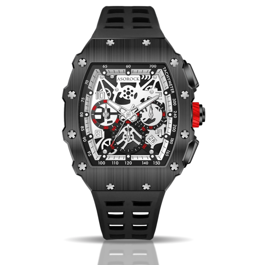 All Black Motorsport - from ASOROCK WATCHES  a black african american owned luxury unique watch brand with swiss rolex, Audemars Piguet, patek homage inspired style watches. Also a custom vvs moissanite diamond watch maker. 