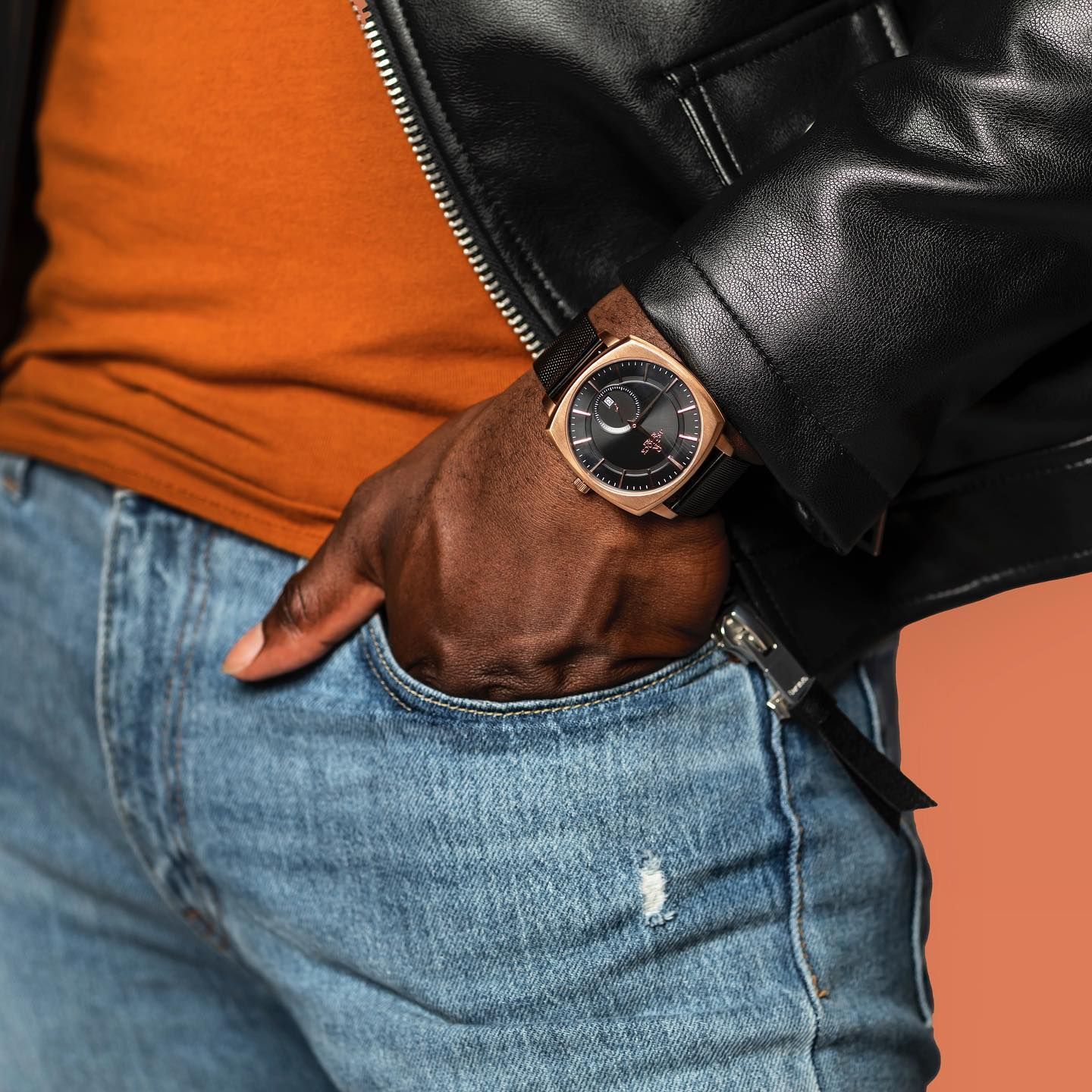 RoseGold/Black Monolith (PRE-ORDER RESTOCK SHIPS OUT IN OCTOBER) - from ASOROCK WATCHES  a black african american owned luxury unique watch brand with swiss rolex, Audemars Piguet, patek homage inspired style watches. Also a custom vvs moissanite diamond watch maker.