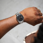 Silver/black villa - from ASOROCK WATCHES  a black african american owned luxury unique watch brand with swiss rolex, Audemars Piguet, patek homage inspired style watches. Also a custom vvs moissanite diamond watch maker.