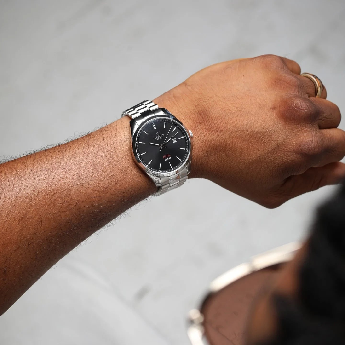 Silver/black villa - from ASOROCK WATCHES  a black african american owned luxury unique watch brand with swiss rolex, Audemars Piguet, patek homage inspired style watches. Also a custom vvs moissanite diamond watch maker.