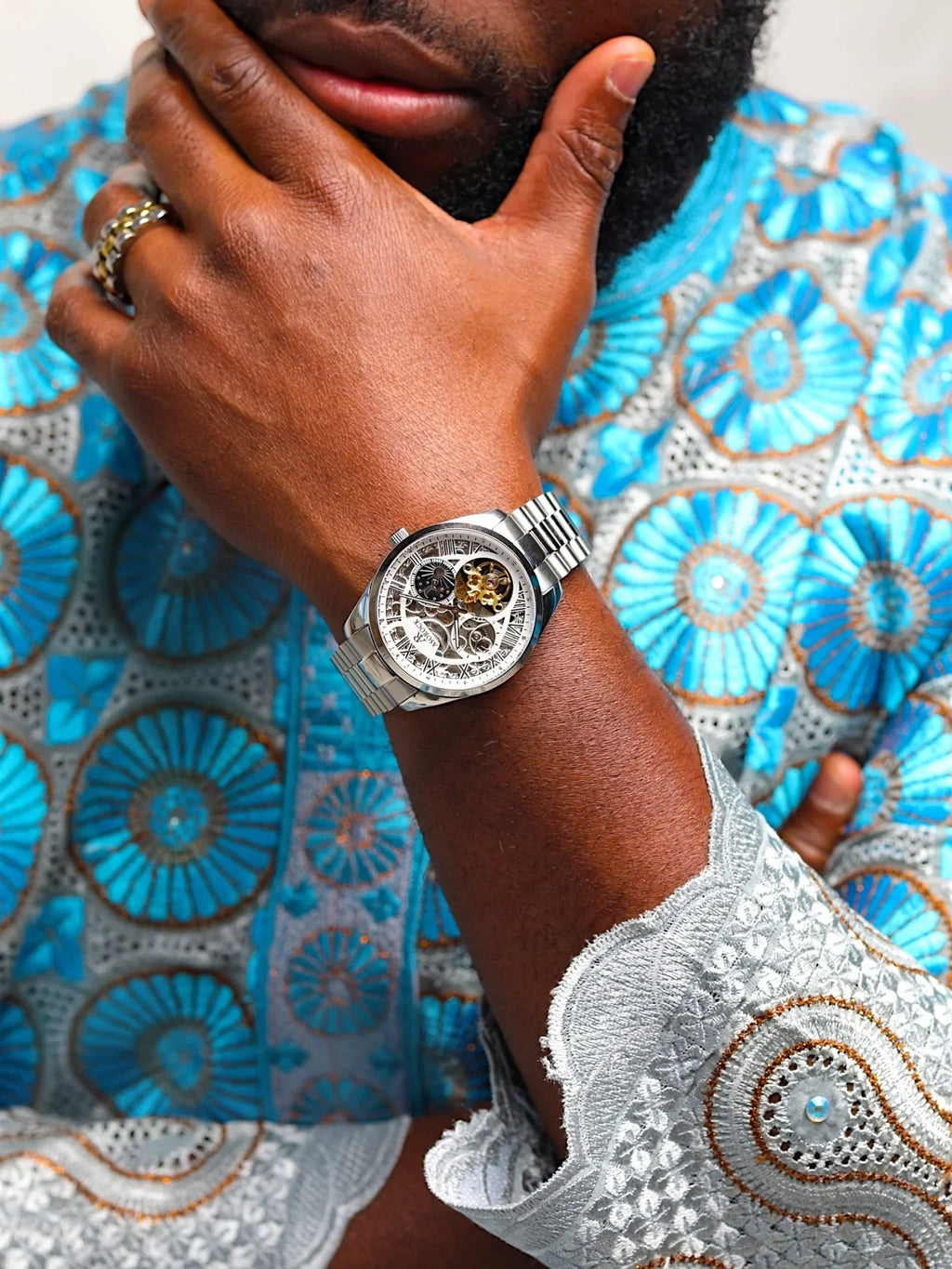 silver/white Villa Automatic Tourbillon - from ASOROCK WATCHES  a black african american owned luxury unique watch brand with swiss rolex, Audemars Piguet, patek homage inspired style watches. Also a custom vvs moissanite diamond watch maker.