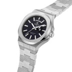 Silver/Black Frosted Stardust Constellation Day Date - from ASOROCK WATCHES  a black african american owned luxury unique watch brand with swiss rolex, Audemars Piguet, patek homage inspired style watches. Also a custom vvs moissanite diamond watch maker. 