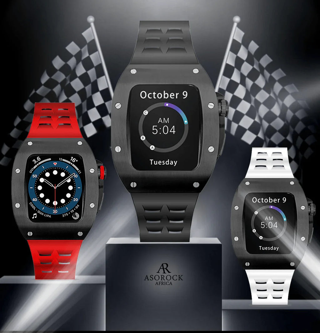 All black Smartwatch Sports case - from ASOROCK WATCHES  a black african american owned luxury unique watch brand with swiss rolex AP homage style watches 