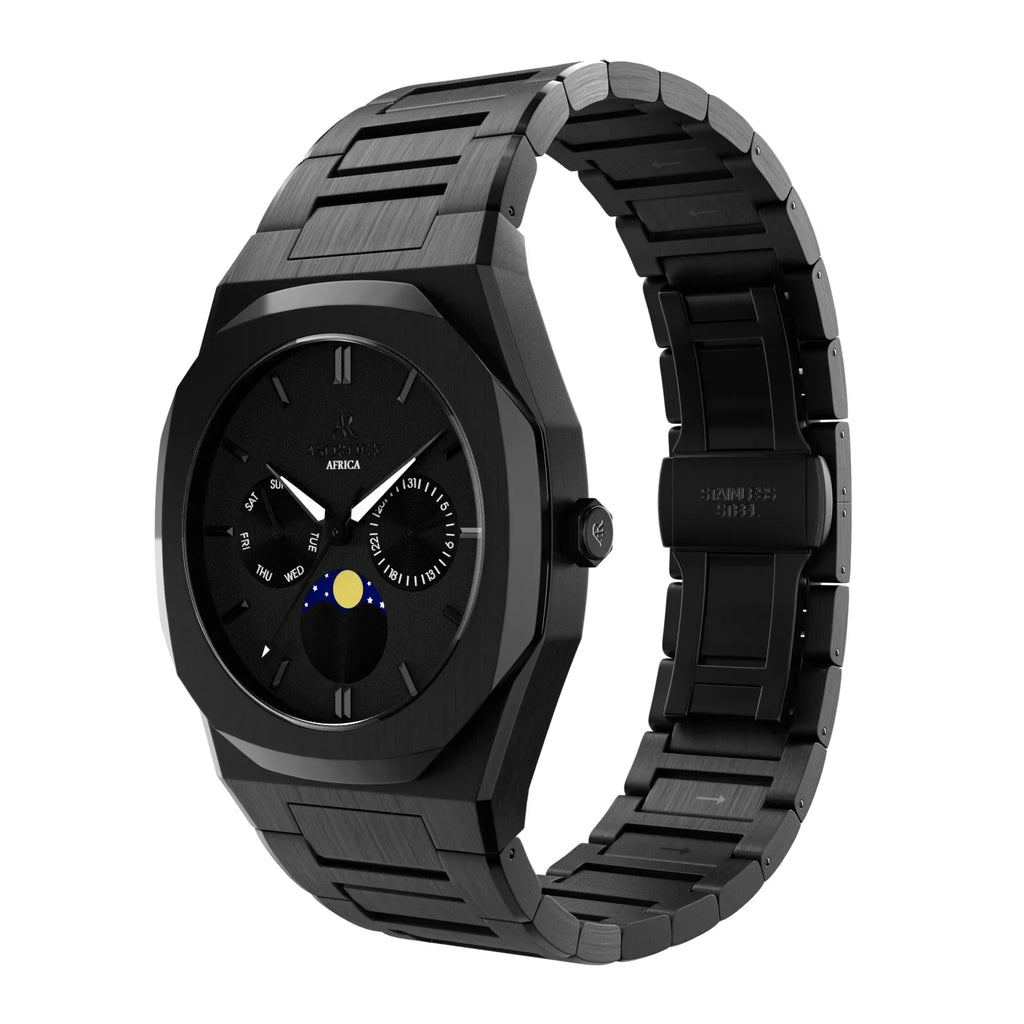 All Black Transporter - from ASOROCK WATCHES  a black african american owned luxury unique watch brand with swiss rolex AP homage style watches 