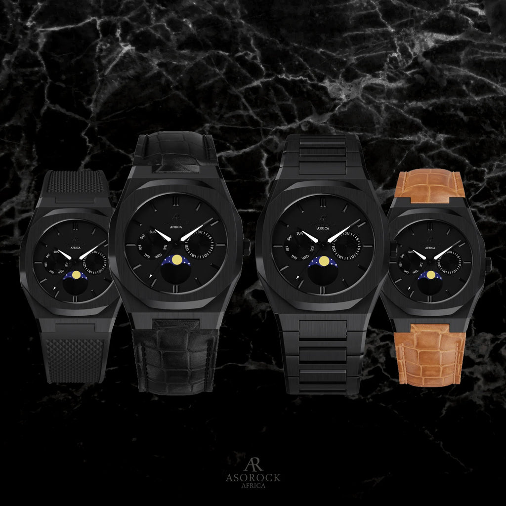 All Black Transporter - from ASOROCK WATCHES  a black african american owned luxury unique watch brand with swiss rolex AP homage style watches 
