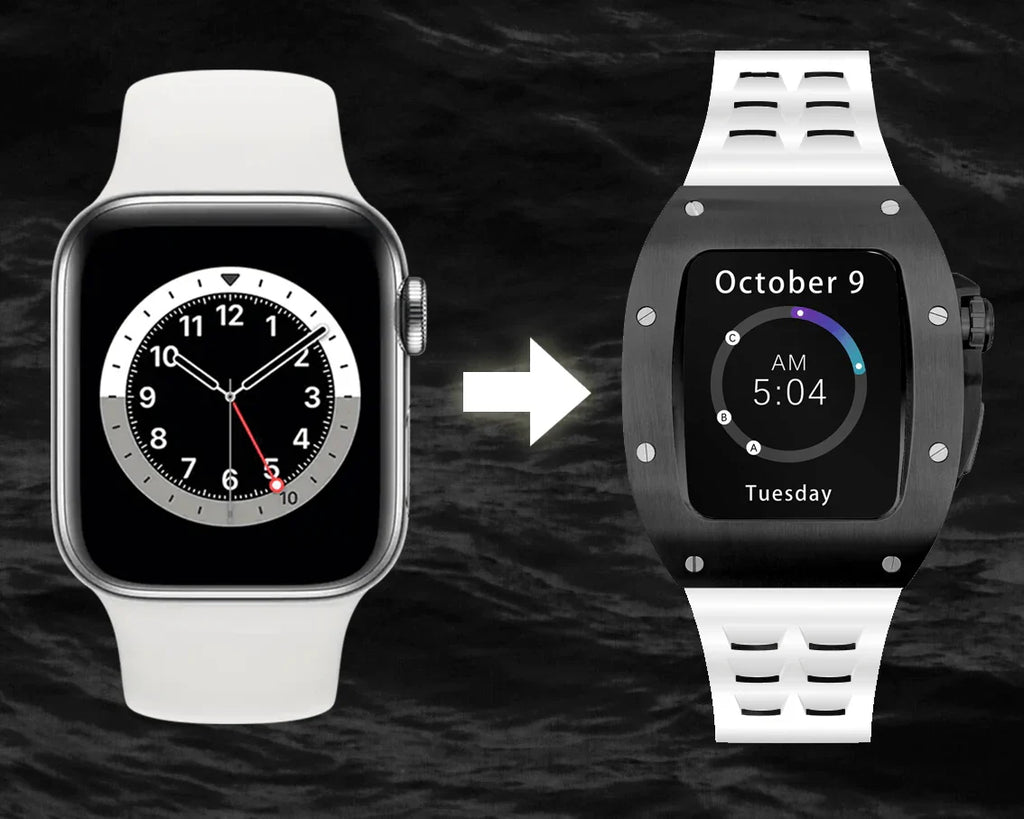 black/white Smartwatch Sports case - from ASOROCK WATCHES  a black african american owned luxury unique watch brand with swiss rolex AP homage style watches 