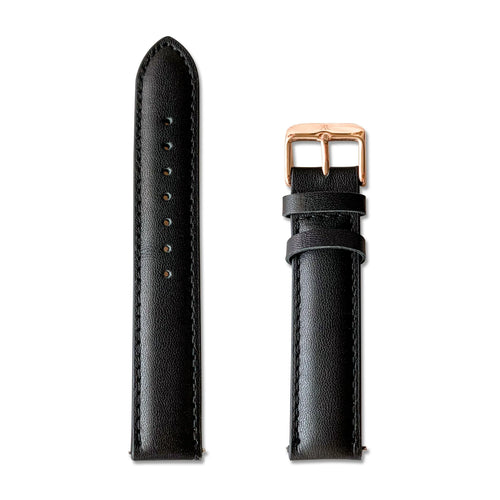 FirstLady Black/RoseGold leather strap - from ASOROCK WATCHES  a black african american owned luxury unique watch brand with swiss rolex AP homage style watches 