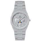 Fully iced out diamond transporter - from ASOROCK WATCHES  a black african american owned luxury unique watch brand with swiss rolex, Audemars Piguet, patek homage inspired style watches. Also a custom vvs moissanite diamond watch maker. 