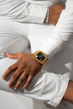 Gold smartwatch case - from ASOROCK WATCHES  a black african american owned luxury unique watch brand with swiss rolex AP homage style watches 