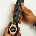 Iced transporter - Big diamond bezel - Half iced strap - from ASOROCK WATCHES  a black african american owned luxury unique watch brand with swiss rolex, Audemars Piguet, patek homage inspired style watches. Also a custom vvs moissanite diamond watch maker. 