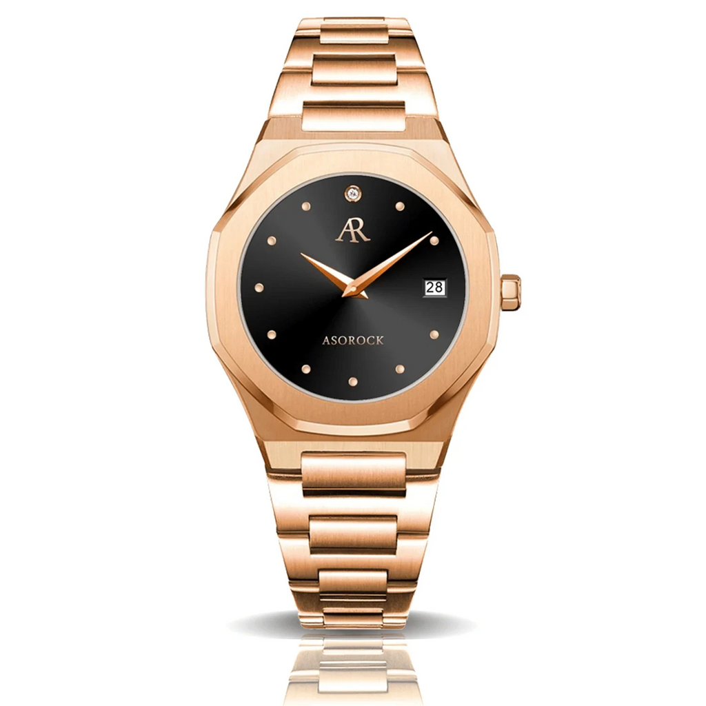 RoseGold/Black goddess - from ASOROCK WATCHES  a black african american owned luxury unique watch brand with swiss rolex AP homage style watches 