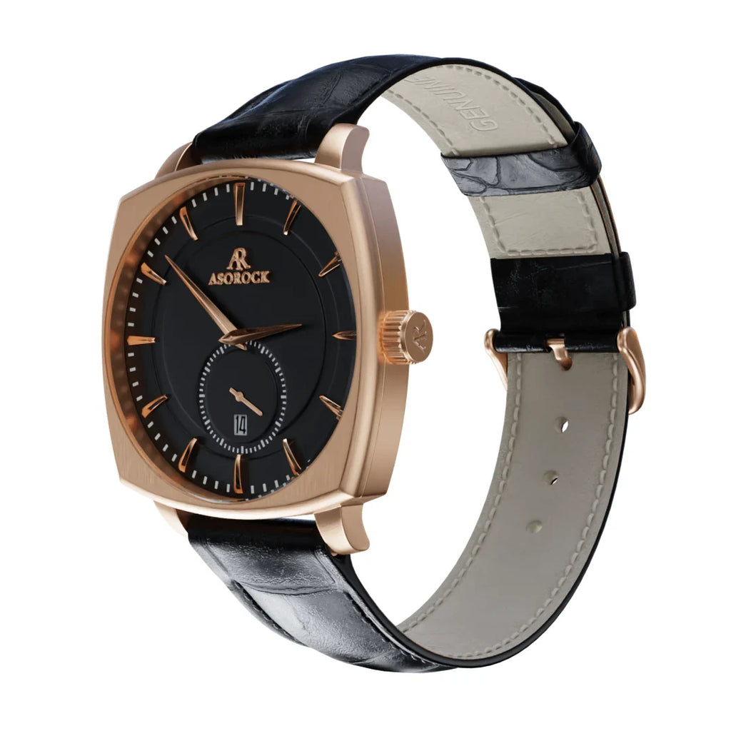 RoseGold/Black Monolith - from ASOROCK WATCHES  a black african american owned luxury unique watch brand with swiss rolex AP homage style watches 