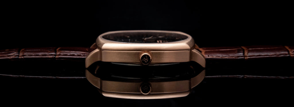 RoseGold/Black Monolith - from ASOROCK WATCHES  a black african american owned luxury unique watch brand with swiss rolex AP homage style watches 