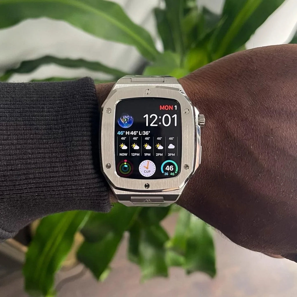Silver smartwatch case - from ASOROCK WATCHES  a black african american owned luxury unique watch brand with swiss rolex AP homage style watches 