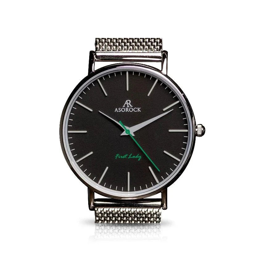 Silver/Black FirstLady - from ASOROCK WATCHES  a black african american owned luxury unique watch brand with swiss rolex AP homage style watches 