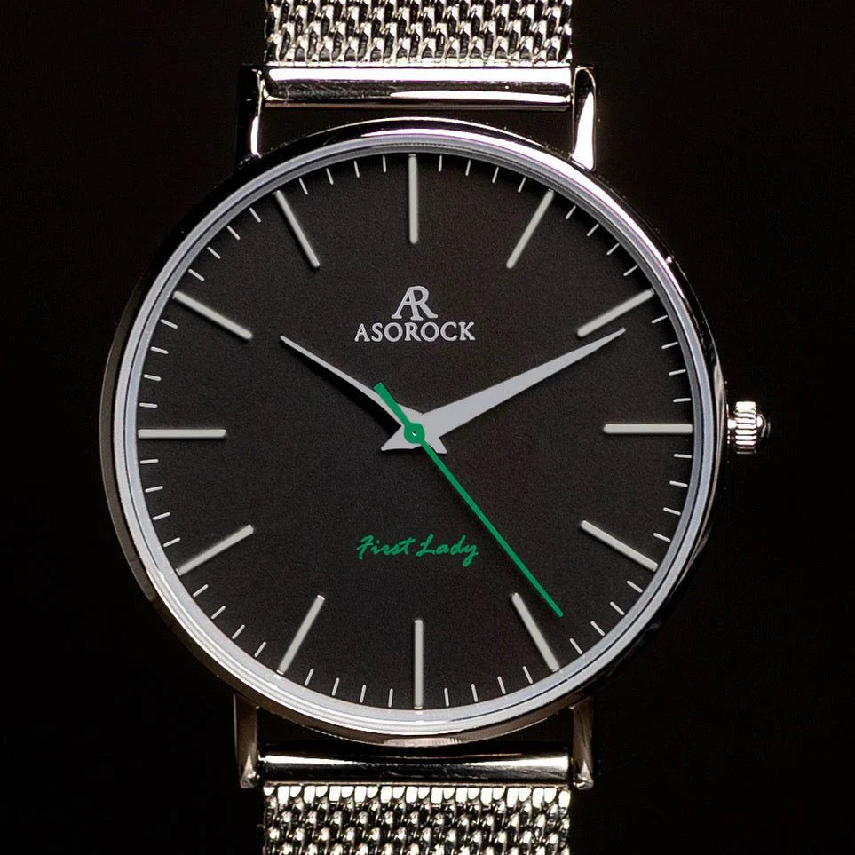 Silver/Black FirstLady - from ASOROCK WATCHES  a black african american owned luxury unique watch brand with swiss rolex AP homage style watches 