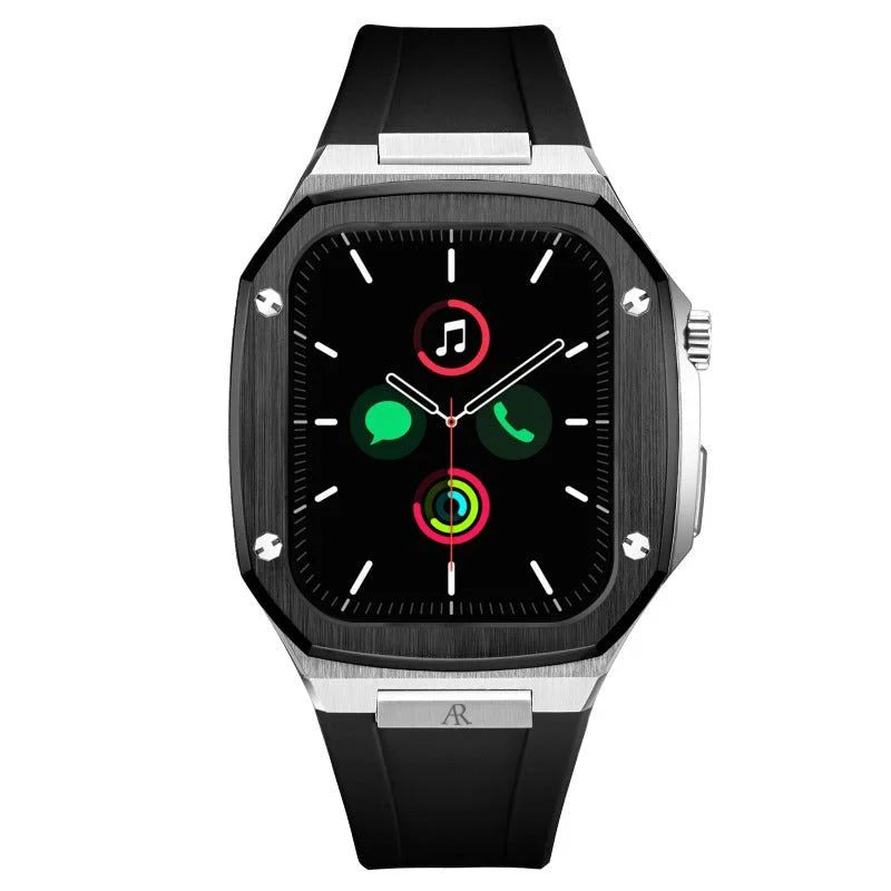 Silver/Black rubber smartwatch case (7 series) - from ASOROCK WATCHES  a black african american owned luxury unique watch brand with swiss rolex AP homage style watches 