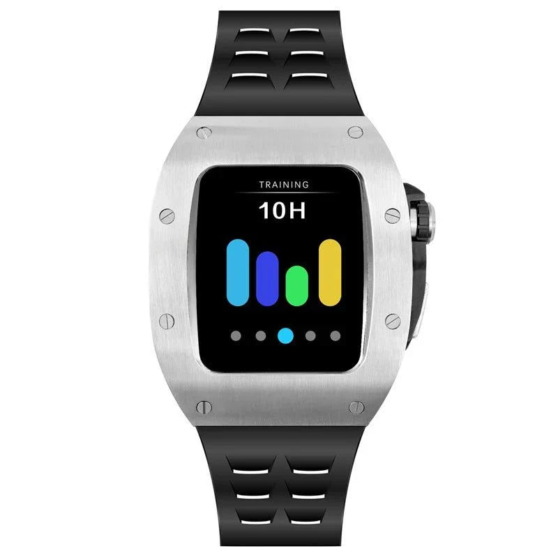 Silver/black Smartwatch Sports case - from ASOROCK WATCHES  a black african american owned luxury unique watch brand with swiss rolex AP homage style watches 