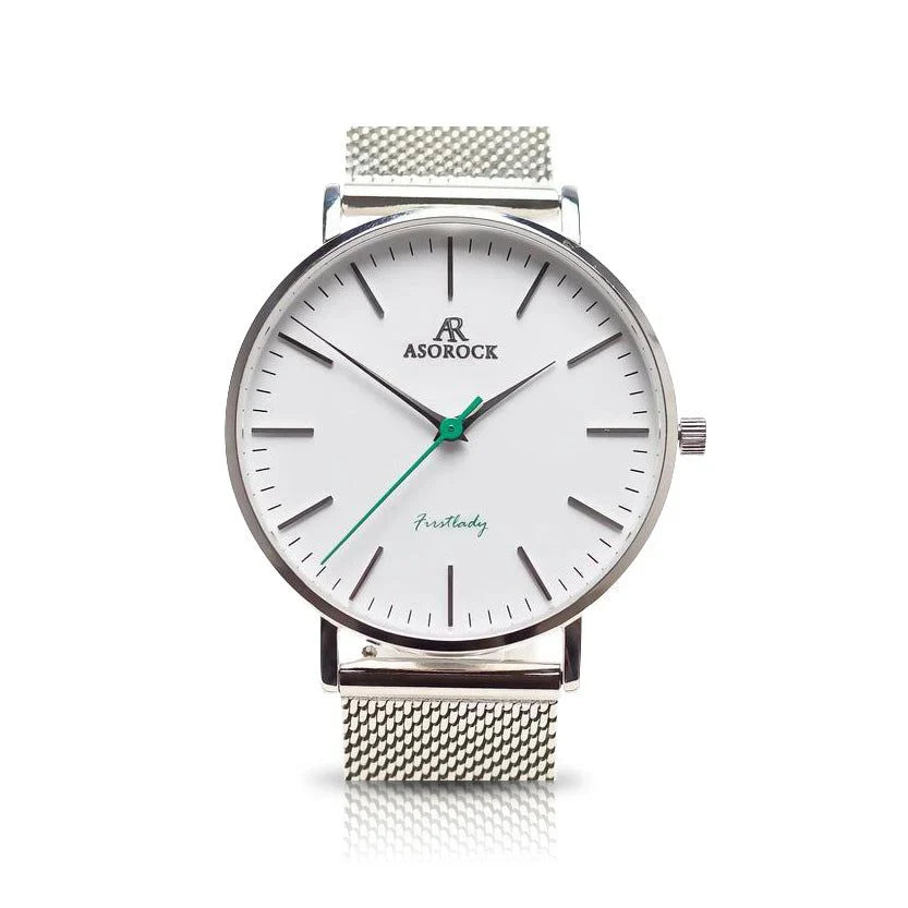 Silver/White FirstLady - from ASOROCK WATCHES  a black african american owned luxury unique watch brand with swiss rolex AP homage style watches 