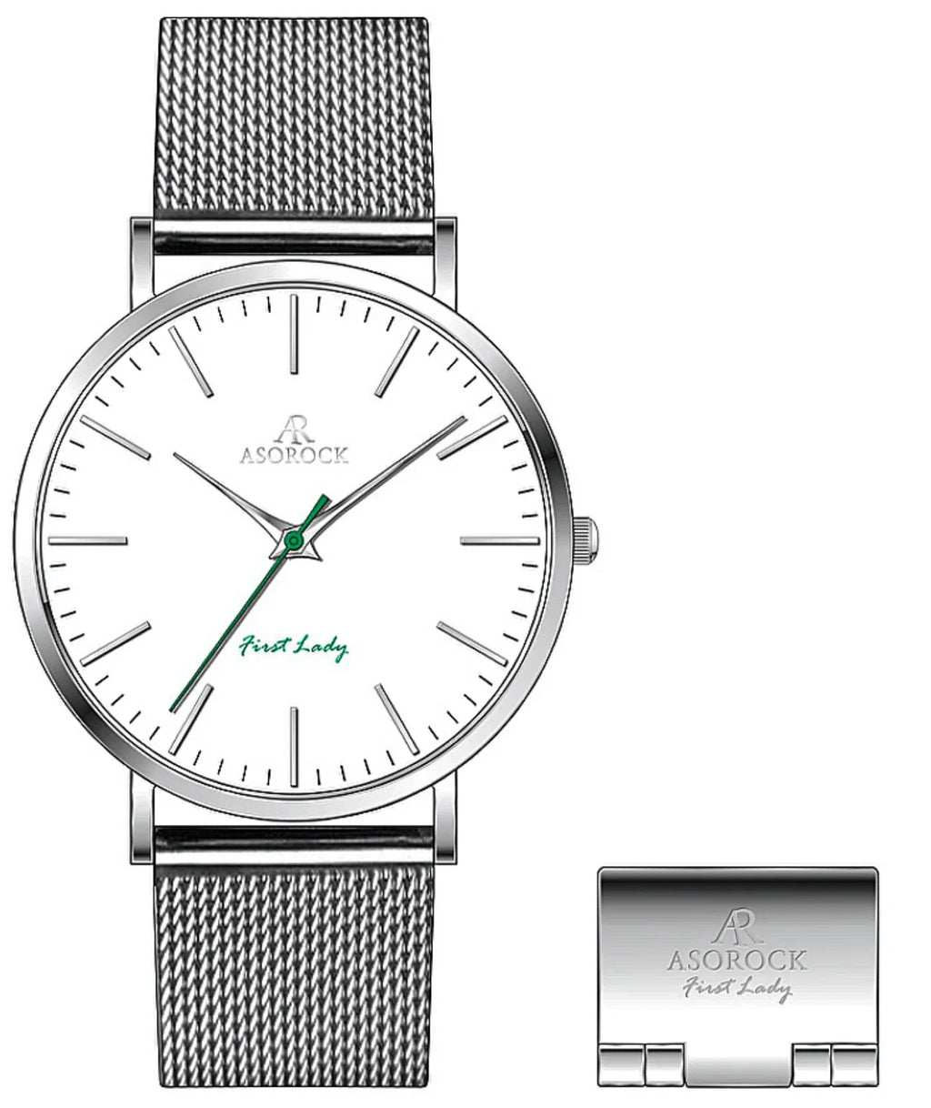 Silver/White FirstLady - from ASOROCK WATCHES  a black african american owned luxury unique watch brand with swiss rolex AP homage style watches 