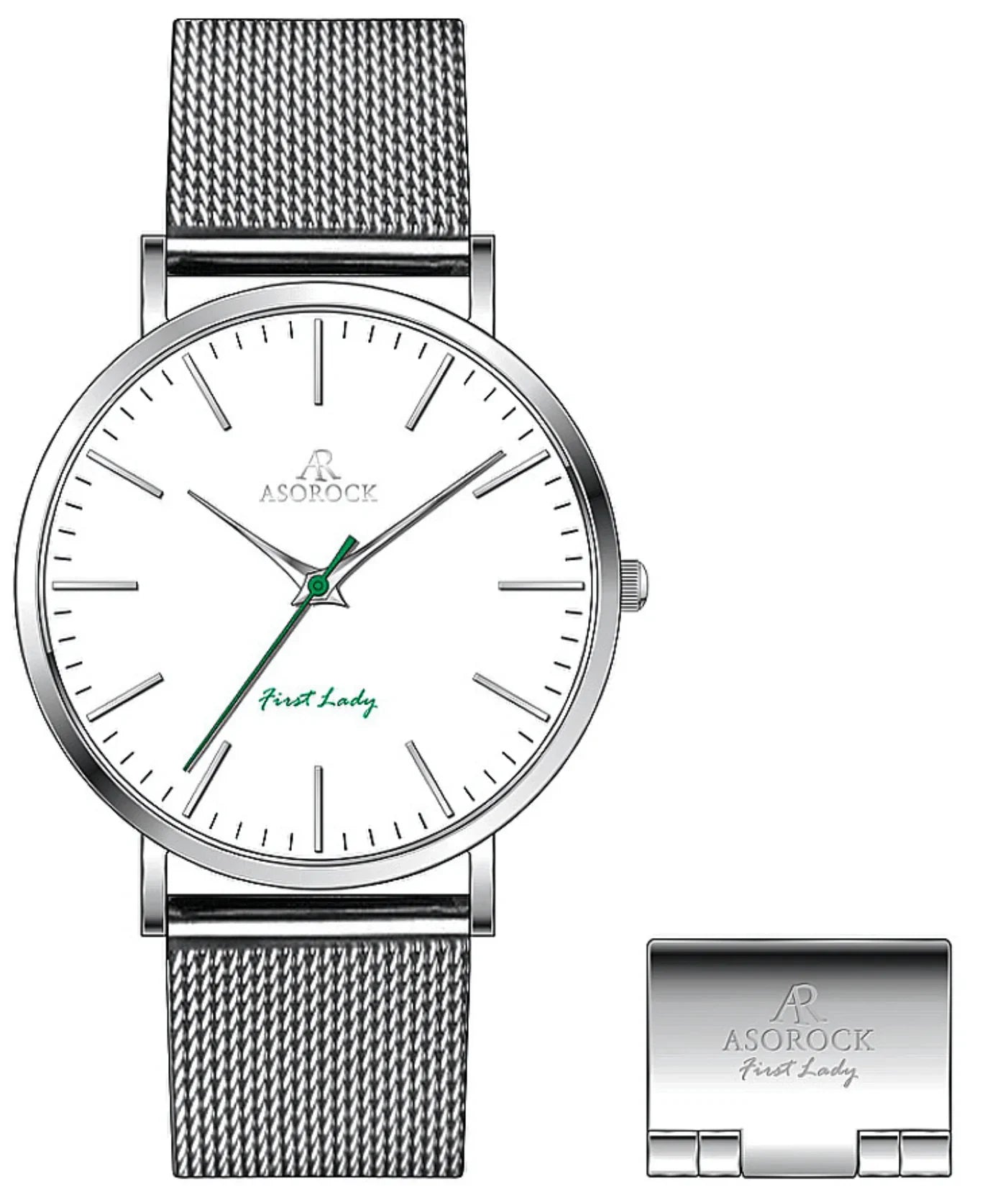 Silver/White FirstLady - from ASOROCK WATCHES  a black african american owned luxury unique watch brand with swiss rolex AP homage style watches 