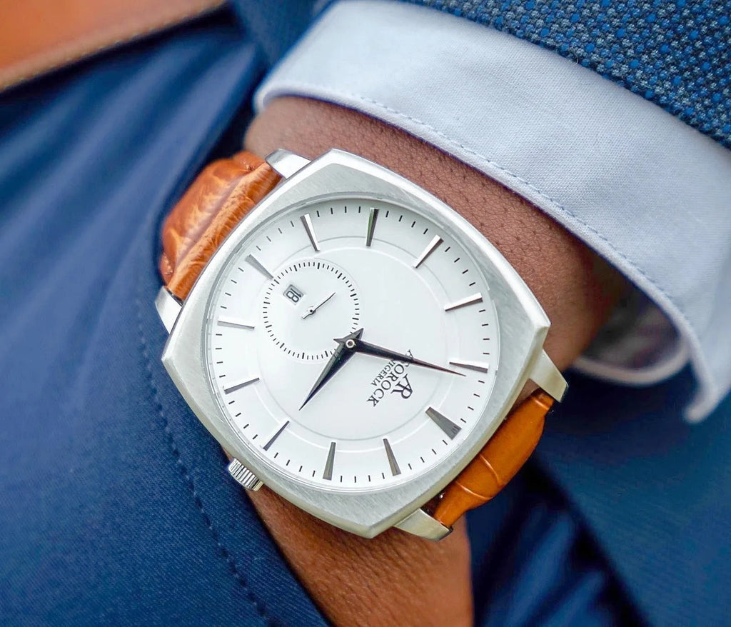 Silver/White Monolith - from ASOROCK WATCHES  a black african american owned luxury unique watch brand with swiss rolex AP homage style watches 