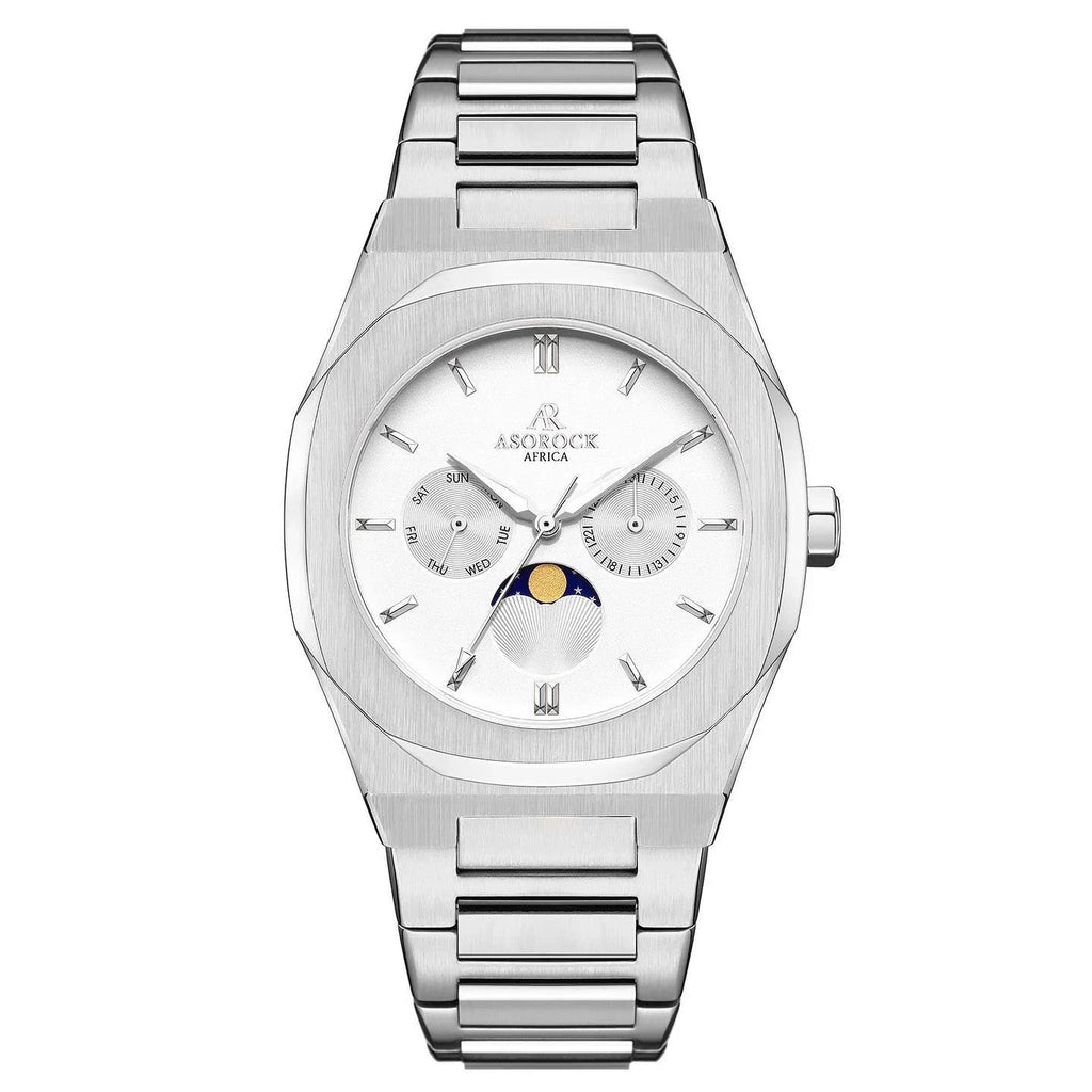 Silver/White Transporter - from ASOROCK WATCHES  a black african american owned luxury unique watch brand with swiss rolex, Audemars Piguet, patek homage inspired style watches. Also a custom vvs moissanite diamond watch maker. 